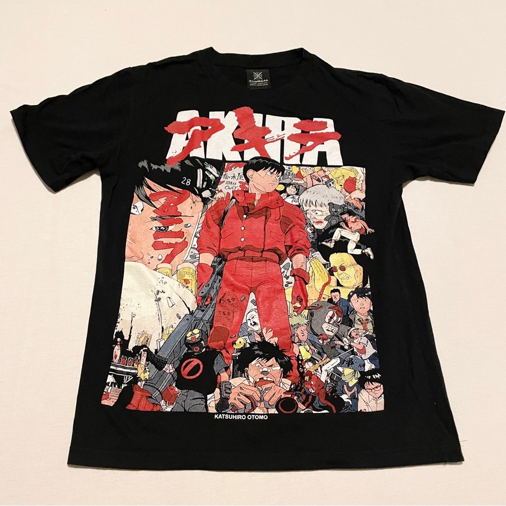 AKIRA Anime Manga T-Shirt Katsuhiro Otomo Kraftbkk Graphic Tee Black Large